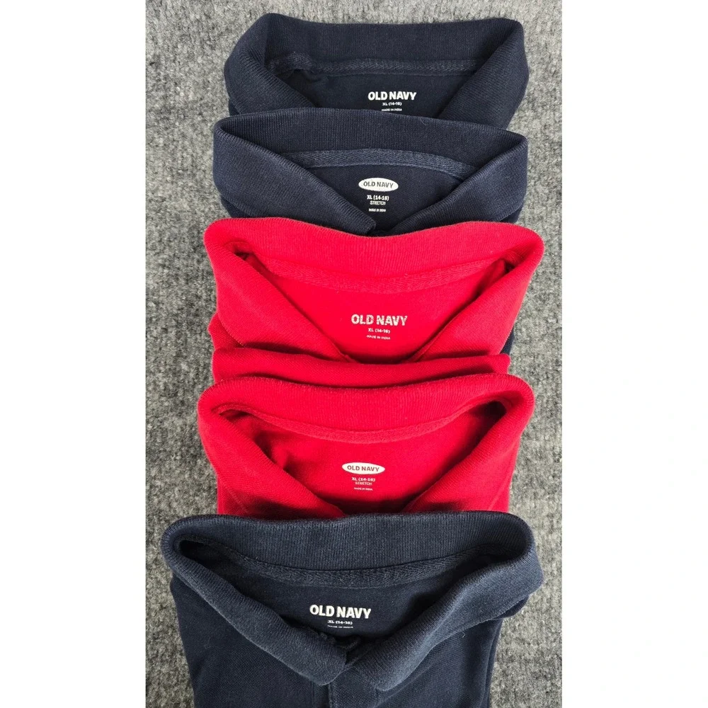 Lot of 5 Boys School Uniform  Polos Sz XL 14-16 Red Navy Blue Old Navy Pique